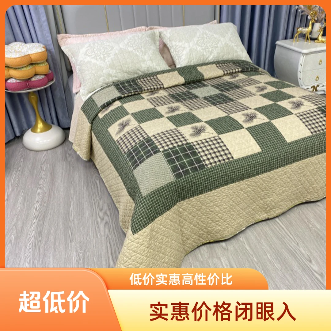 出口外贸纯棉夹棉床盖多功能可铺可盖柔软亲肤2.2*2.4米双人绗缝C