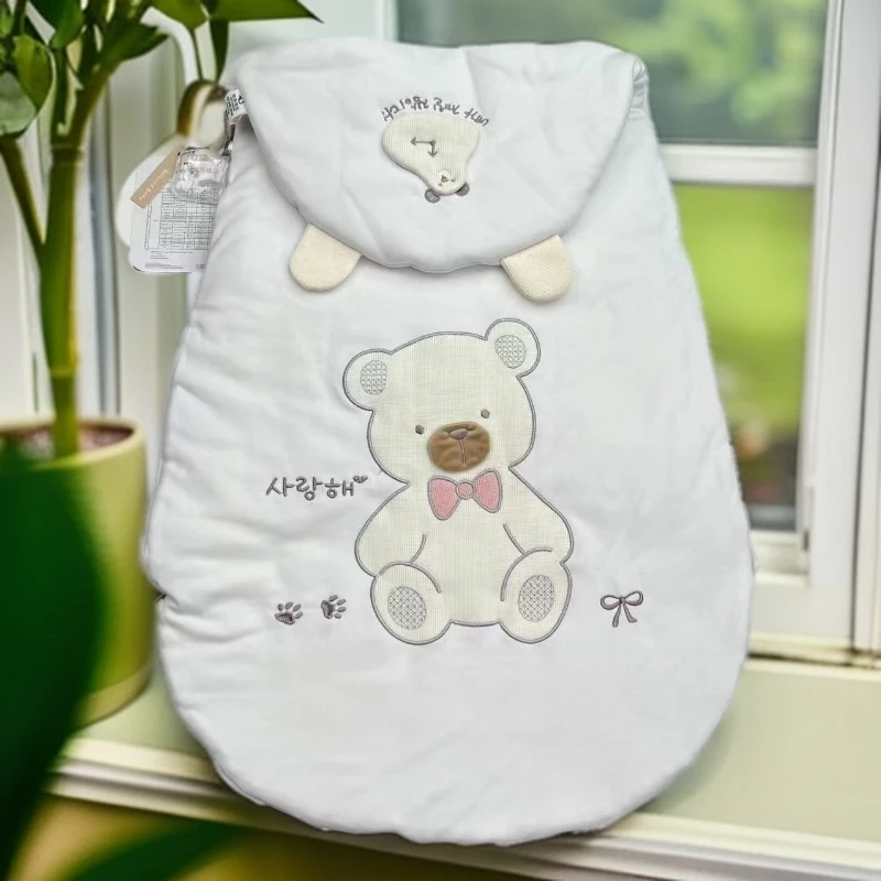 【小熊襁褓睡袋】新生儿可水洗纯棉A类婴儿拉锁款棉花