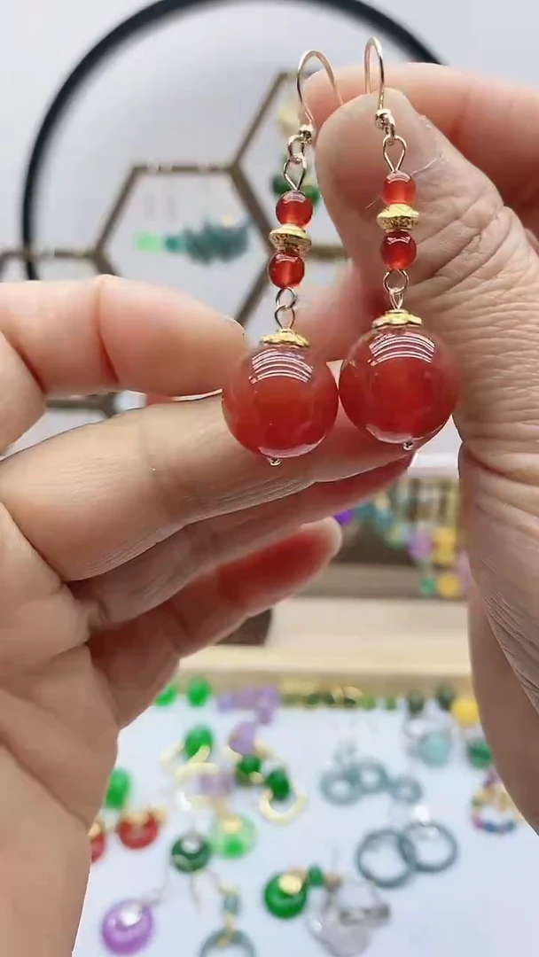 未镶嵌南红玛瑙耳饰187