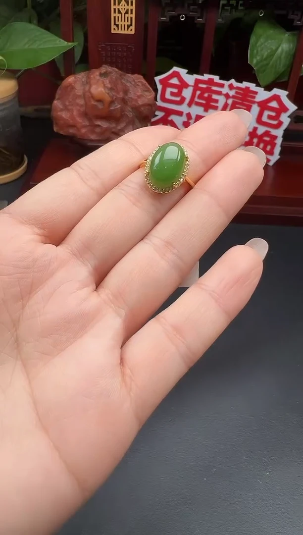 银S925镶嵌戒指和田玉戒指TS09多样性发其一