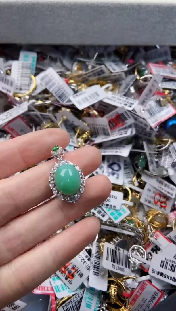 翡翠戒指银S925镶嵌5555----3