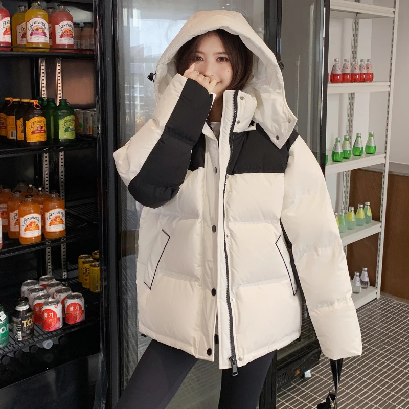 【纫羽90白鸭绒】90白鸭绒百搭拼色短款保暖羽绒服