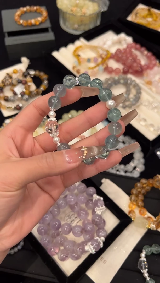 【闪购商品】水晶手链合金绿萤石手链x1188