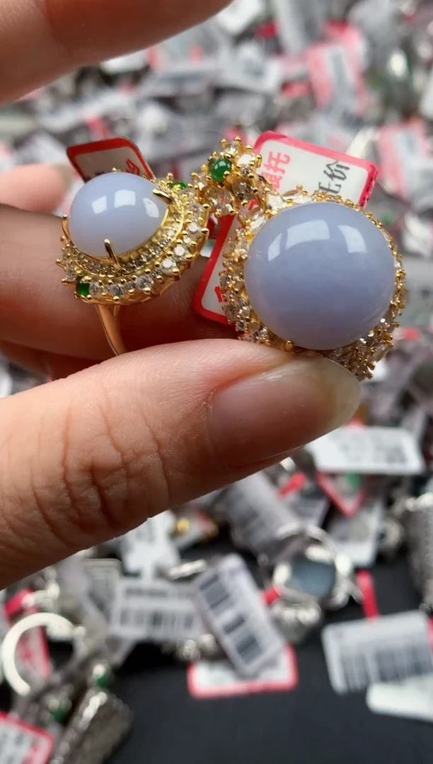 银S925镶嵌戒指翡翠天然A货缅甸翡翠