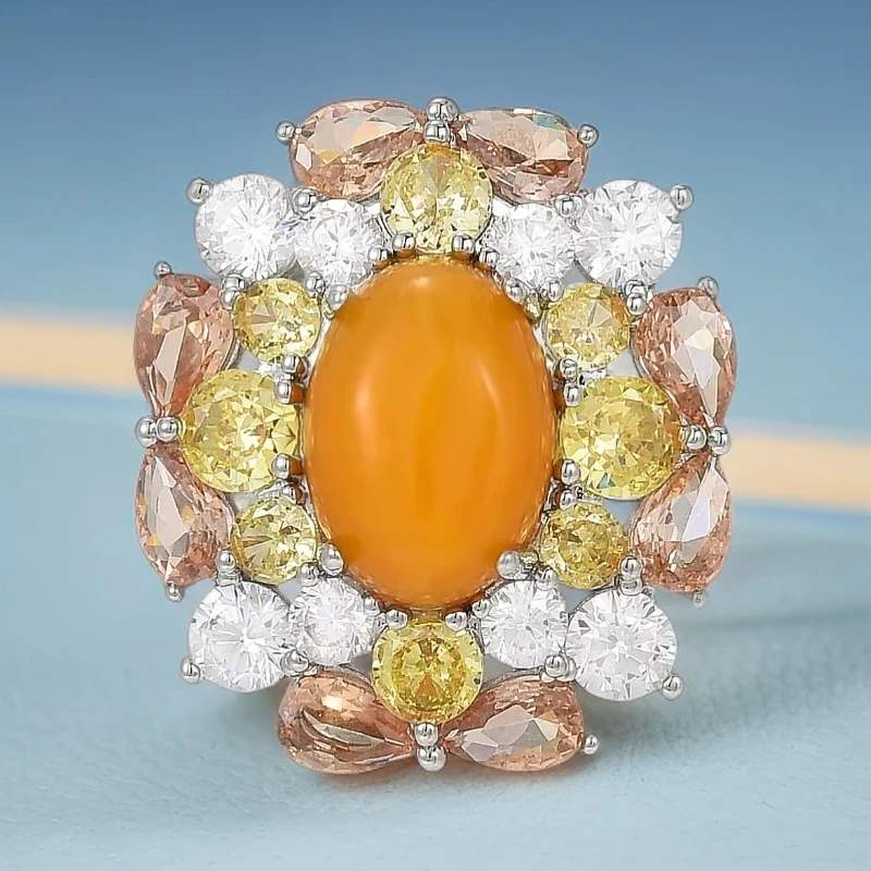 铜合金合成锆石胸针 1363新品鹅黄色磁吸胸针