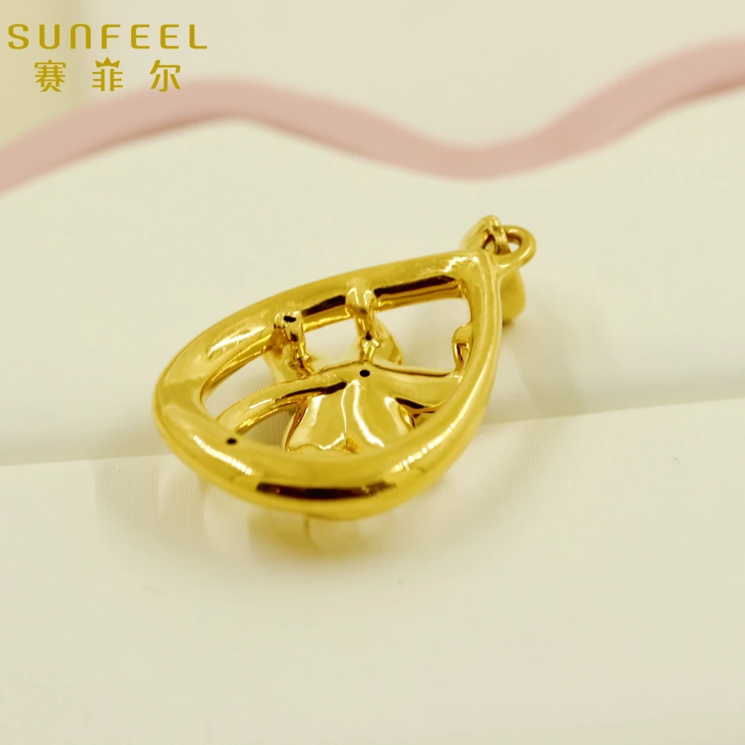 女神节活动【赛菲尔3D精品】黄金花开富贵吊坠足金水滴吊坠轻奢送礼