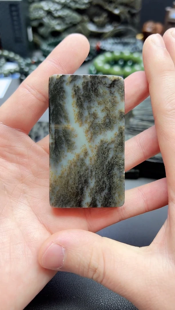 未镶嵌手链和田玉若羌青花意境平安无事牌