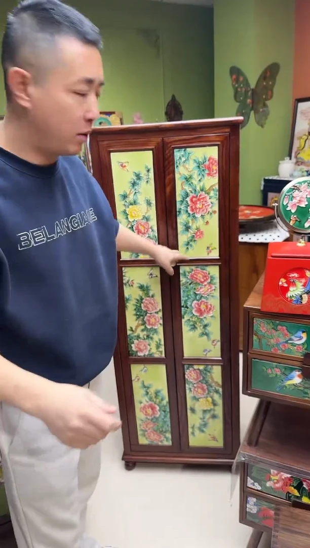 陶瓷新款 牡丹高柜