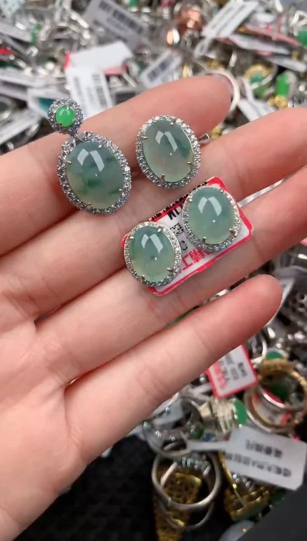 银S925镶嵌戒指翡翠444--2