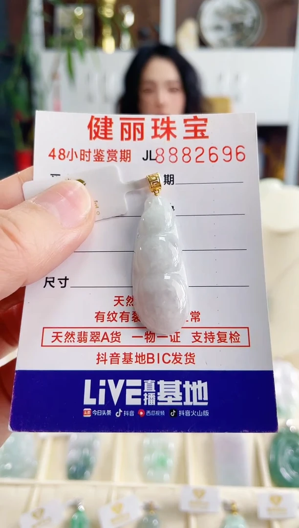 【闪购商品】翡翠颈饰18K金镶嵌天然缅甸翡翠 富贵豆(一物一证)