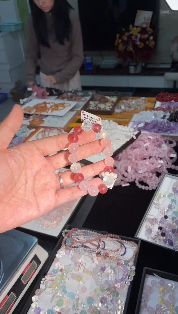 未镶嵌手串水晶天然粉水晶设计款手串