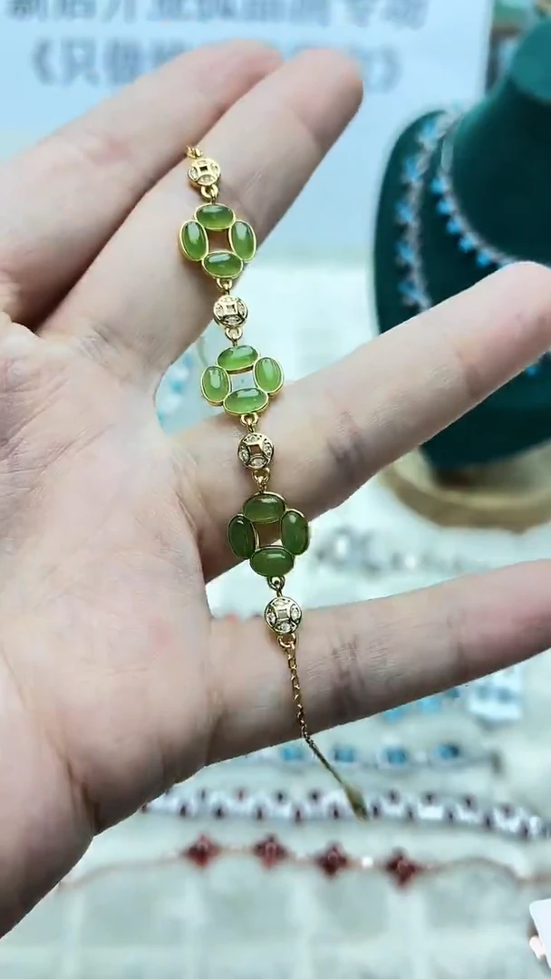 银S925镶嵌手链和田玉325ZB1120产品一个（多样性）