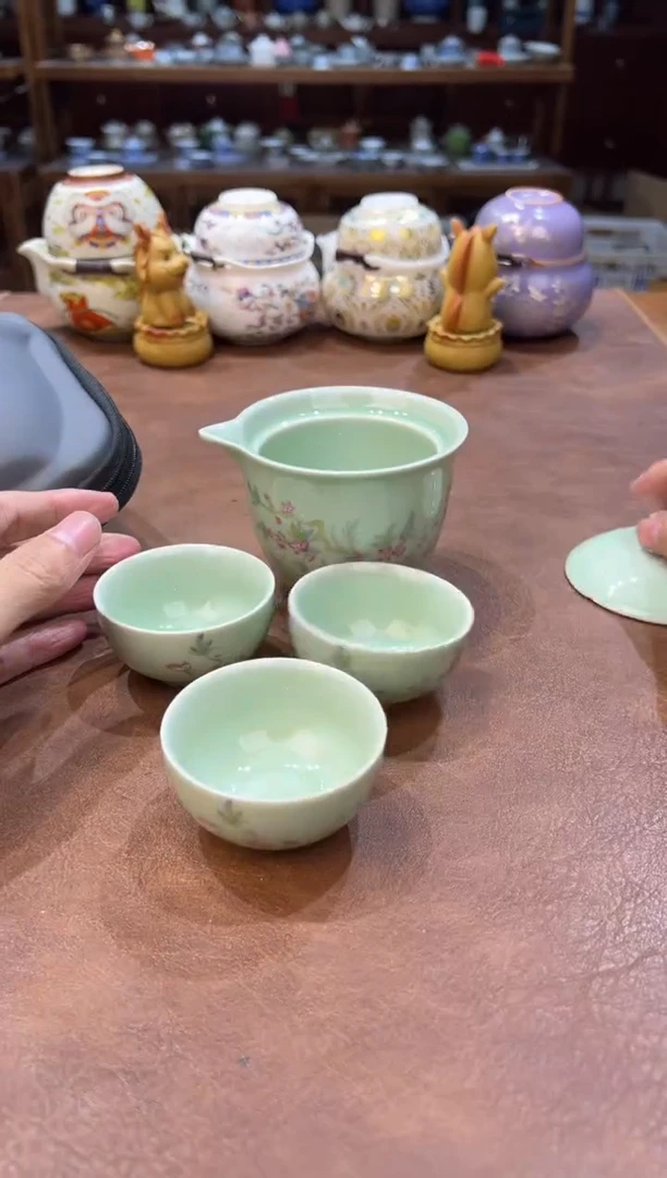 真的很便宜超好看会开片的旅行茶具