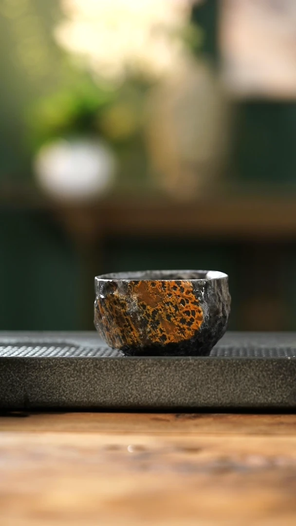 中式冰碛岩整石雕刻原皮手凿杯