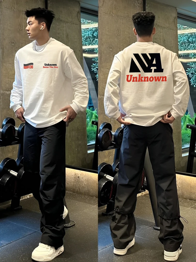 【重磅纯棉】cleanfit简约美式长袖T恤宽松圆领休闲秋冬ins潮流百搭