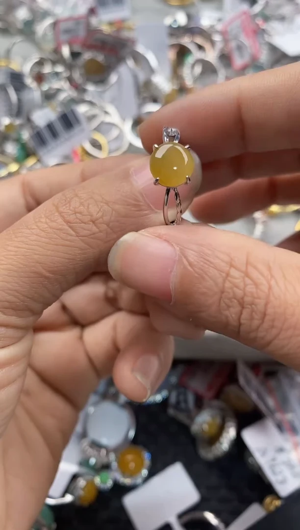 银S925镶嵌戒指翡翠6666----3