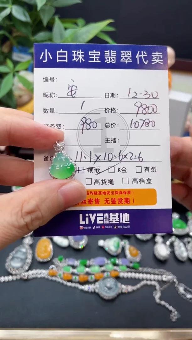 吊坠(不含链)18K金镶嵌翡翠安***-吊坠