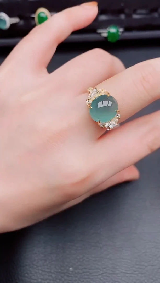 【闪购商品】翡翠戒指银S925镶嵌天然a货翡翠243