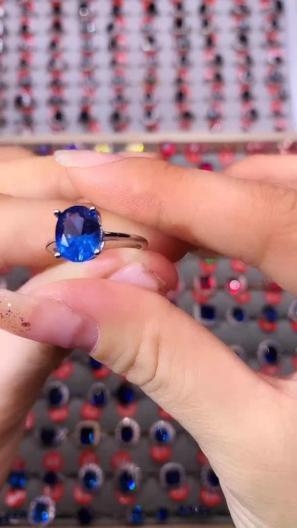 【闪购商品】蓝宝石戒指银S925镶嵌111111