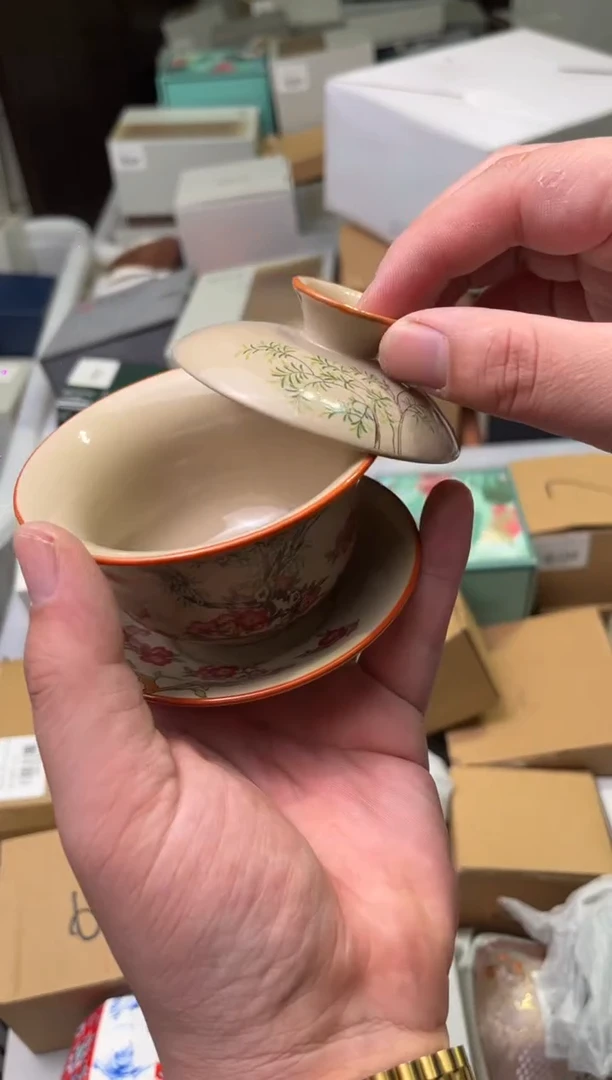 喜上眉梢盖碗茶具茶具