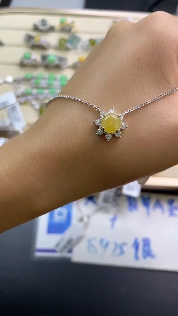 银S925镶嵌戒指翡翠翡翠 蛋面 银S925镶嵌