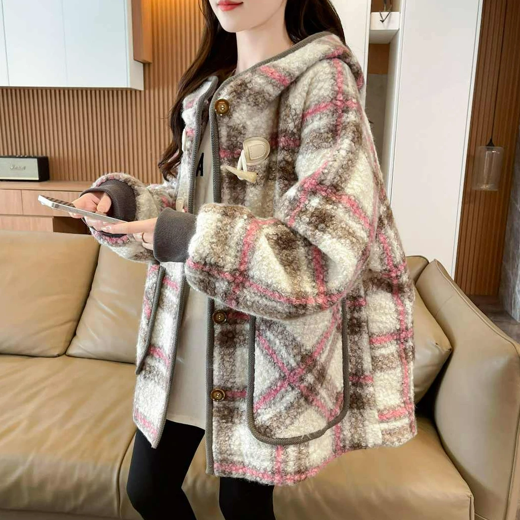 加绒加厚外套女秋冬季2025新款初高中学生宽松小香风爆款棉服潮