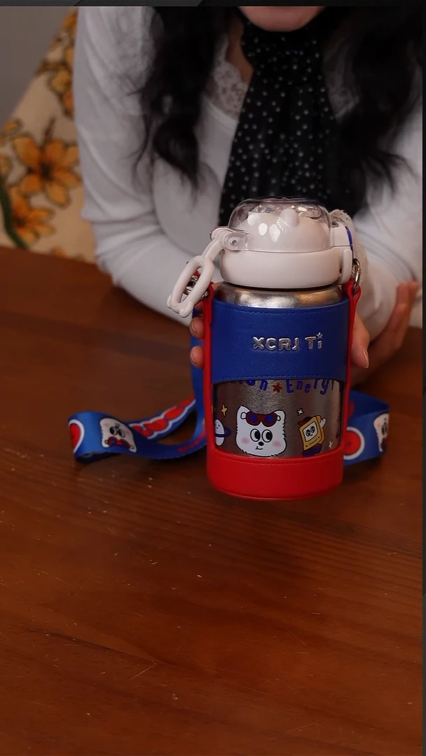 陶119-小茶日记内外纯钛儿童保温杯500ML-蓝色