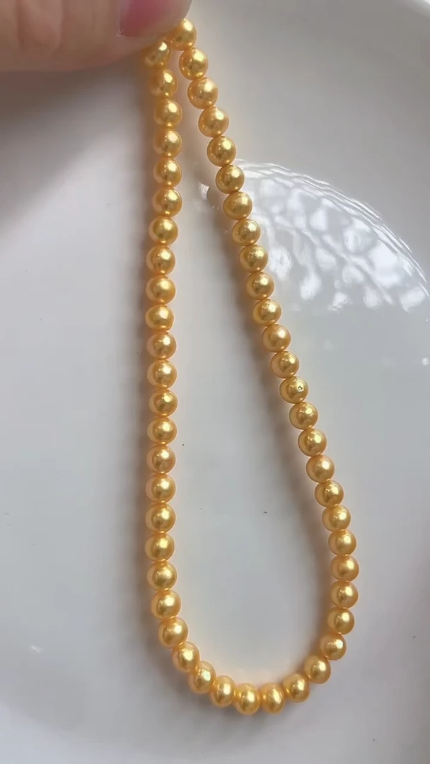 项链未镶嵌淡水珍珠4mm+黄色系小米项链