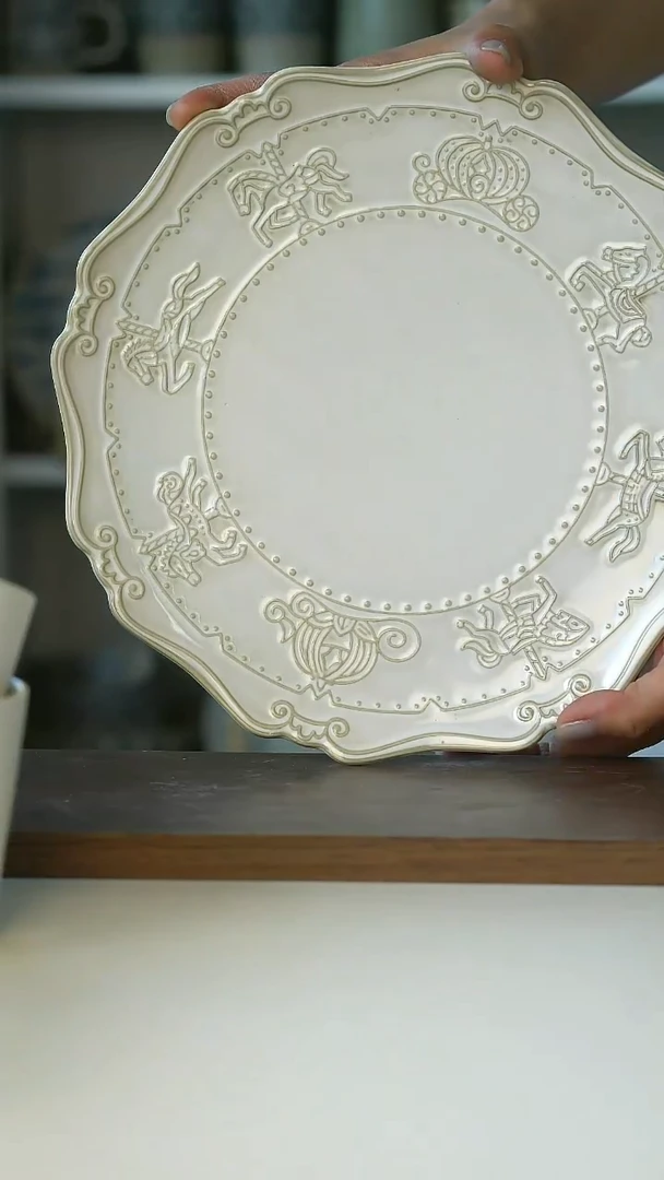 微瑕欧式做旧木马主菜盘25cm@4-2@