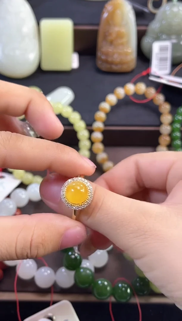 未镶嵌琥珀戒指 蜜蜡  戒圈