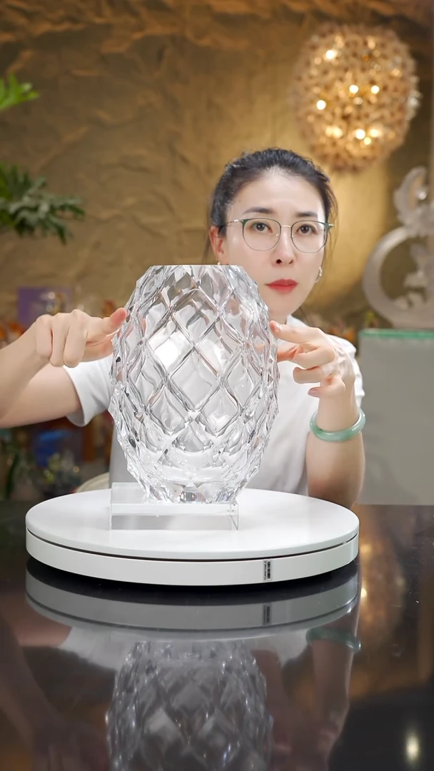 琉璃手工艺品净色凹面菠萝瓶
