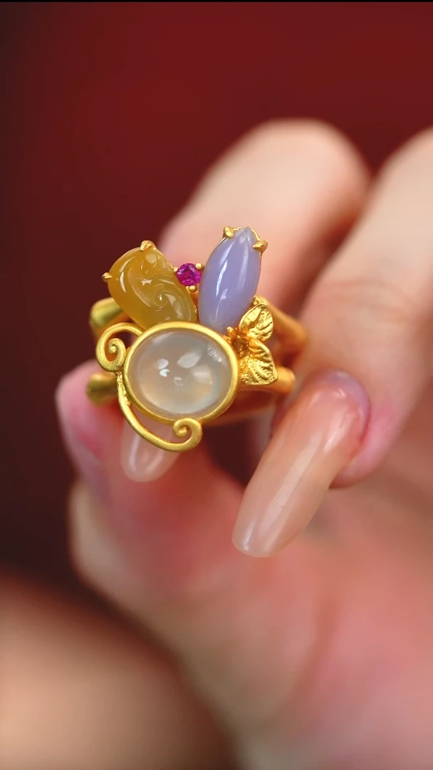 银S925镶嵌戒指翡翠新款