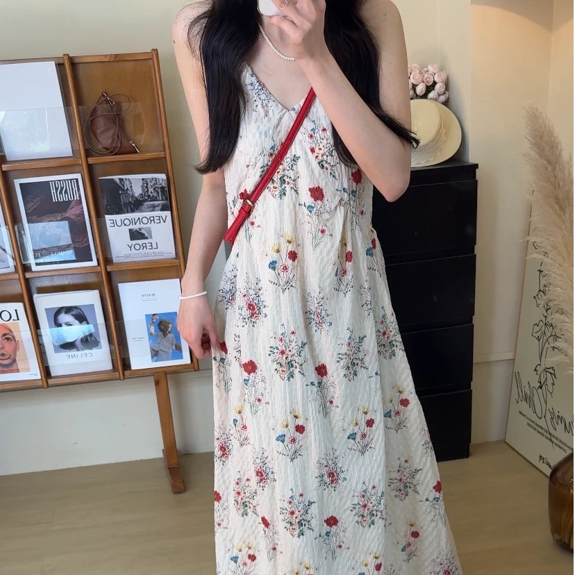 2025上新盛夏繁花法式慵懒温柔浪漫氛围感满满吊带裙