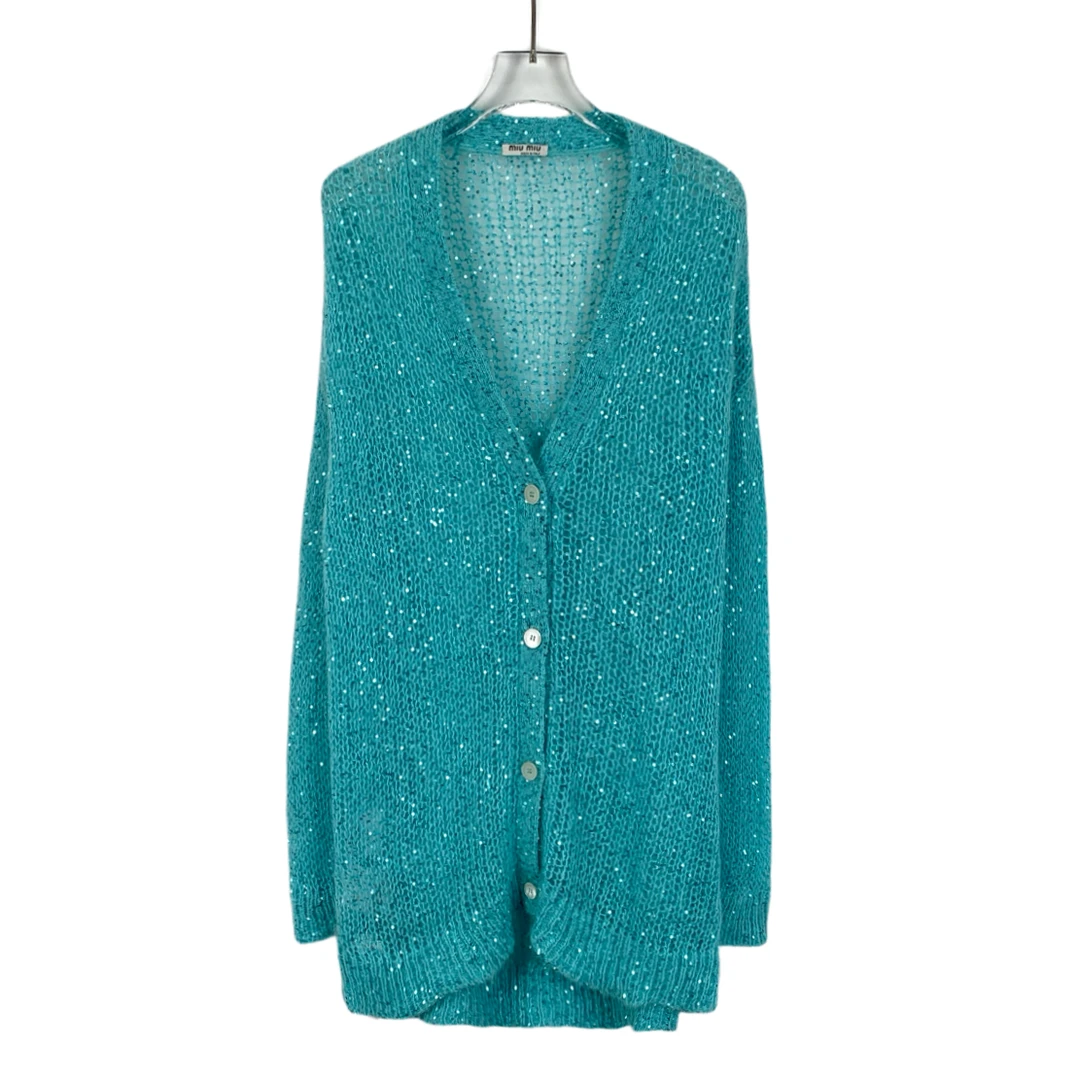 99新 MIU MIU/缪缪  CW0204  亮片细闪V领外套 38 S码