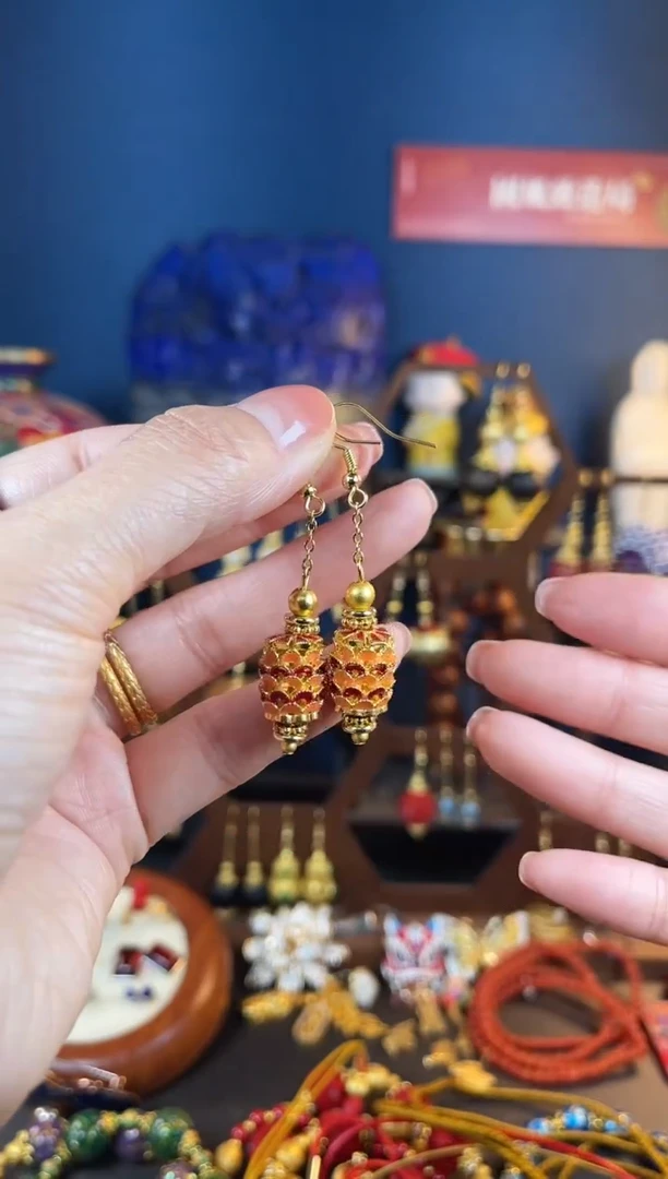 【闪购商品】龙鳞珐琅景泰蓝耳钩