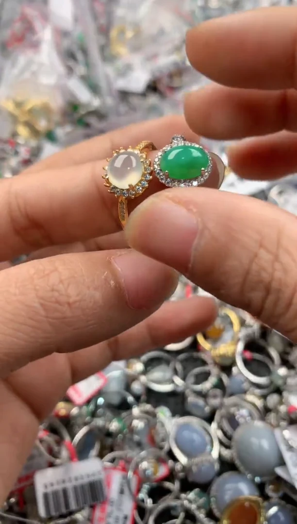 银S925镶嵌戒指翡翠2222----7