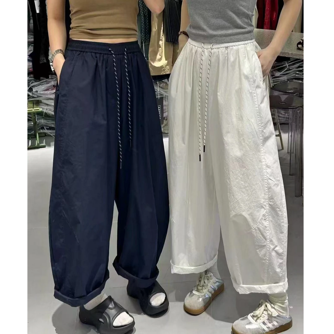 宝丫轻奢  T女式时髦轻薄百搭抽绳宽松阔腿休闲裤K2875