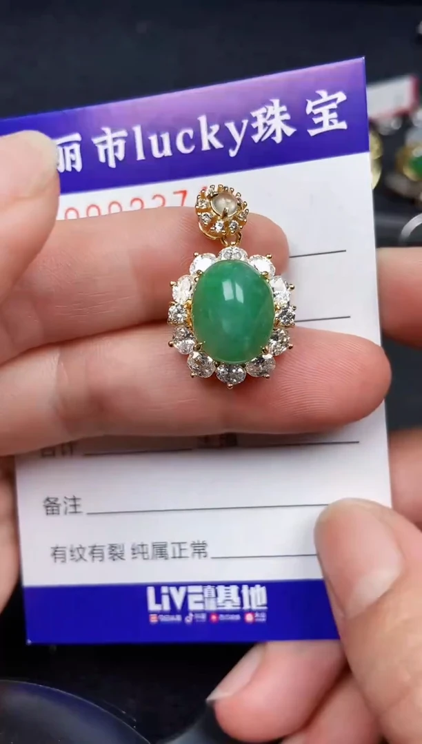 翡翠银S925镶嵌颈饰2374