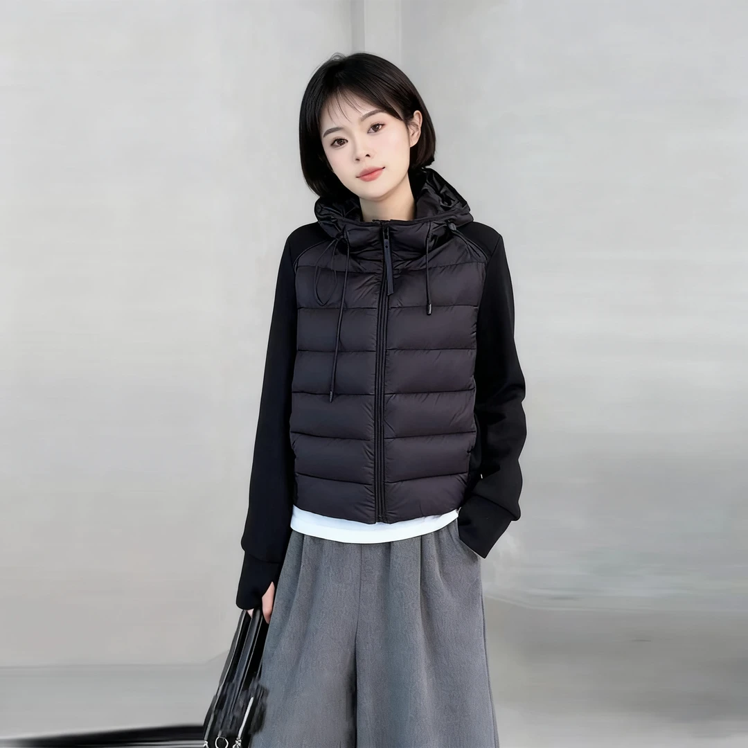 撞色保暖棉服女2025秋冬新款通勤休闲连帽时尚拼接百搭棉衣短外套