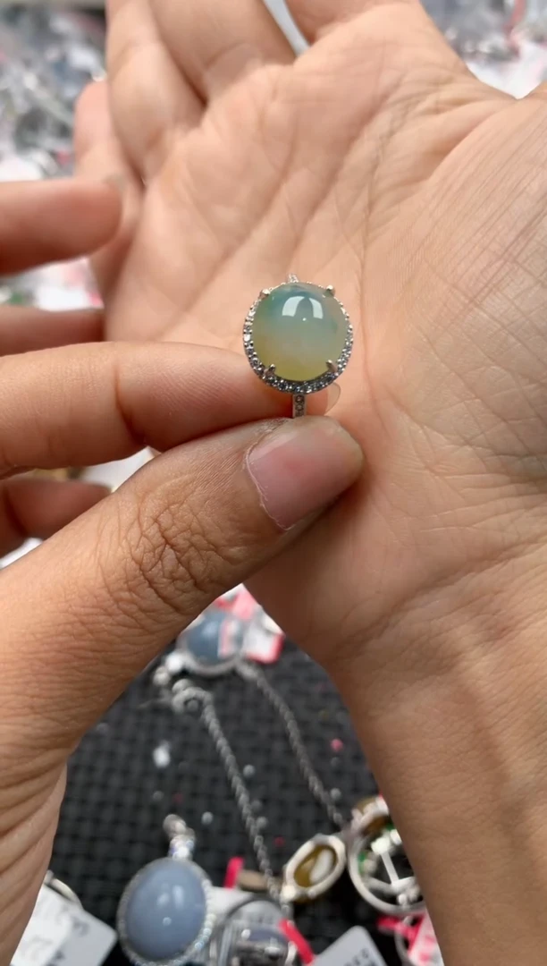 银S925镶嵌戒指翡翠11                    5