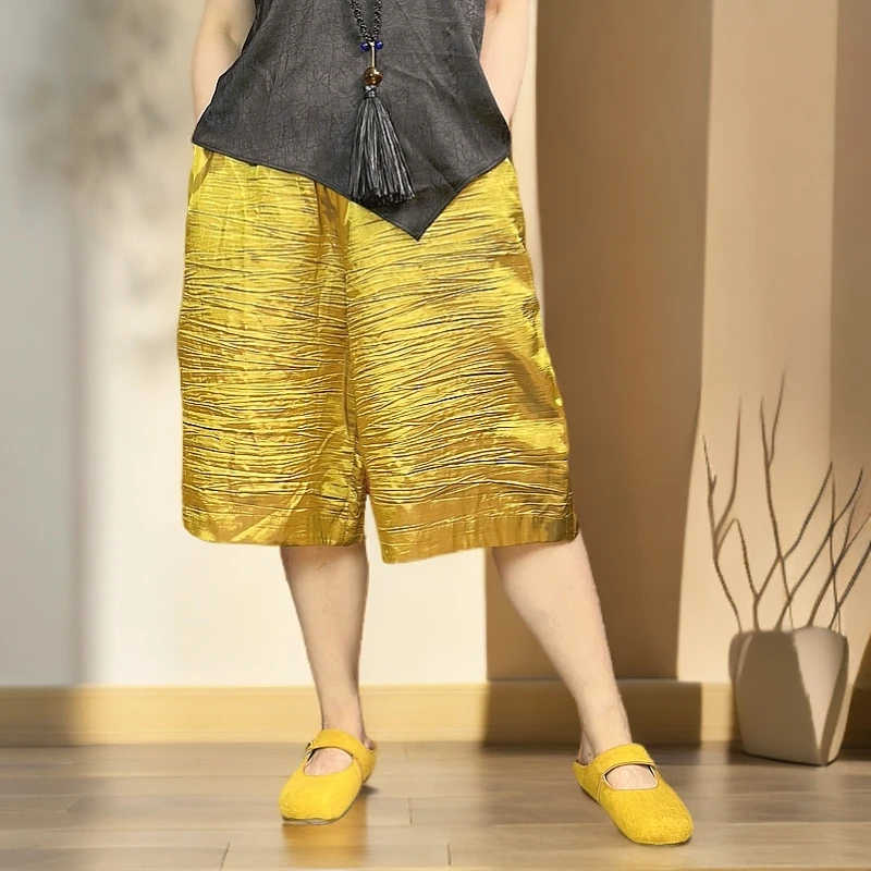 9050【潮妈家】中高腰复古夏季休闲裤薄款潮流短裤时尚裤子五分裤