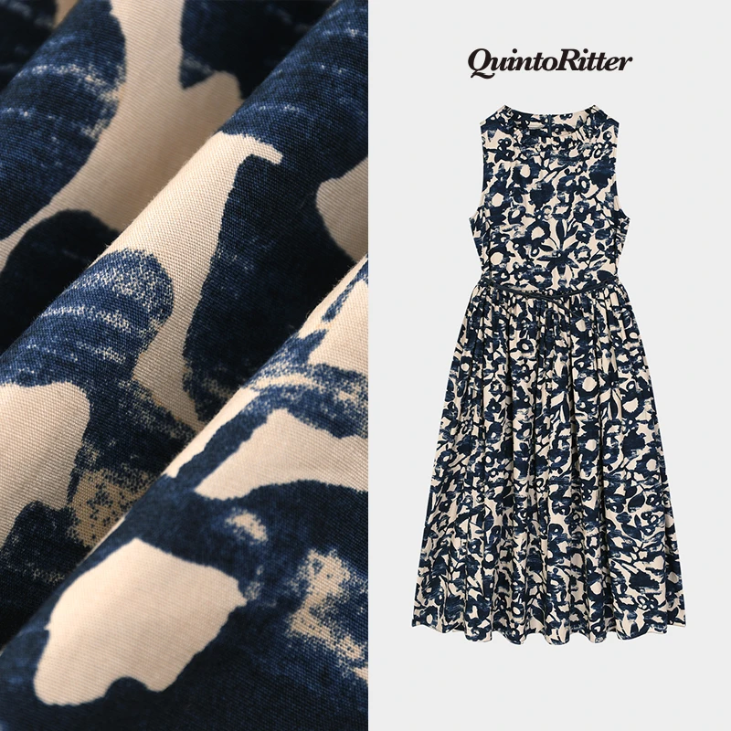 2025年新款夏季连衣裙泼墨风气质高级大气设计感小众蝴蝶印花收腰