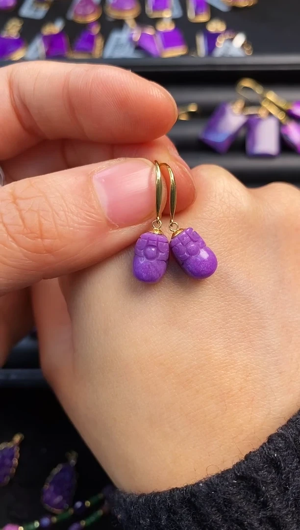 苏纪石（舒俱来）18K金镶嵌耳饰1