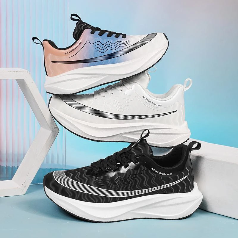 PQBSGKHE秋冬皮面防水防污减震回弹碳板跑步鞋时尚百搭男鞋女鞋