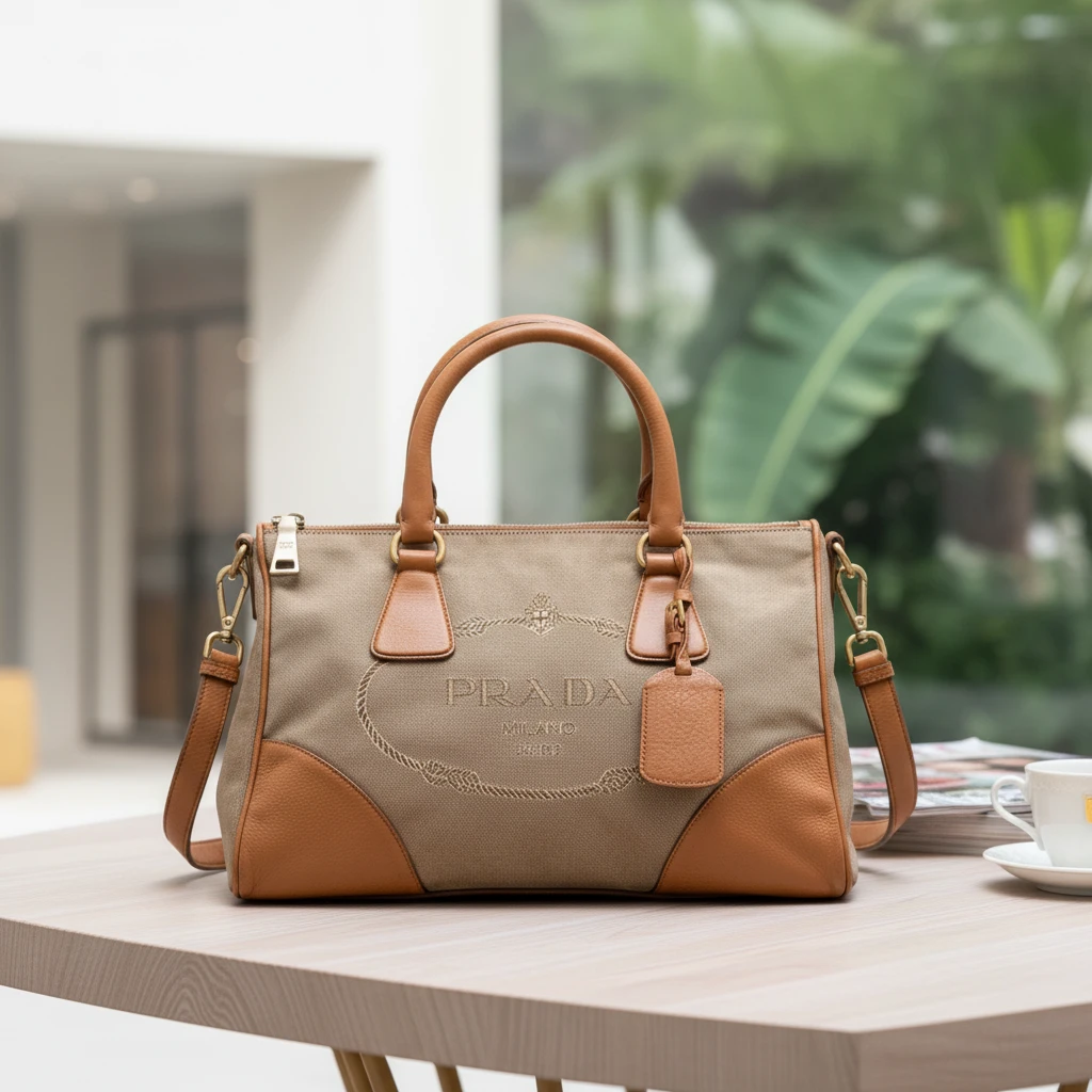 95新 Prada/普拉达  棕色手提包 1854 9524