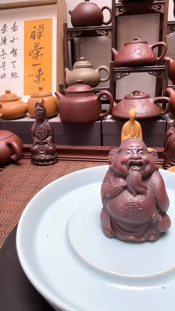 茶壶紫砂财神塑像