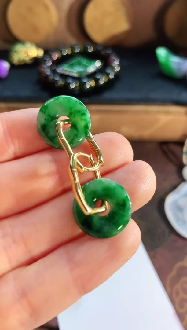 翡翠银S925镶嵌耳饰耳饰