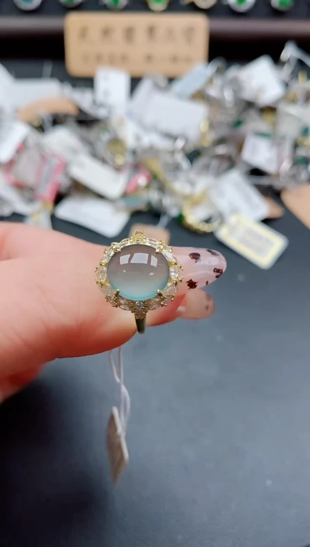 银S925镶嵌戒指翡翠1