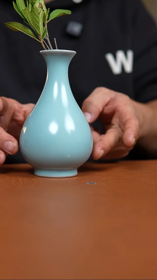 瓷片仿古天青精工玉壶春瓶13.5高