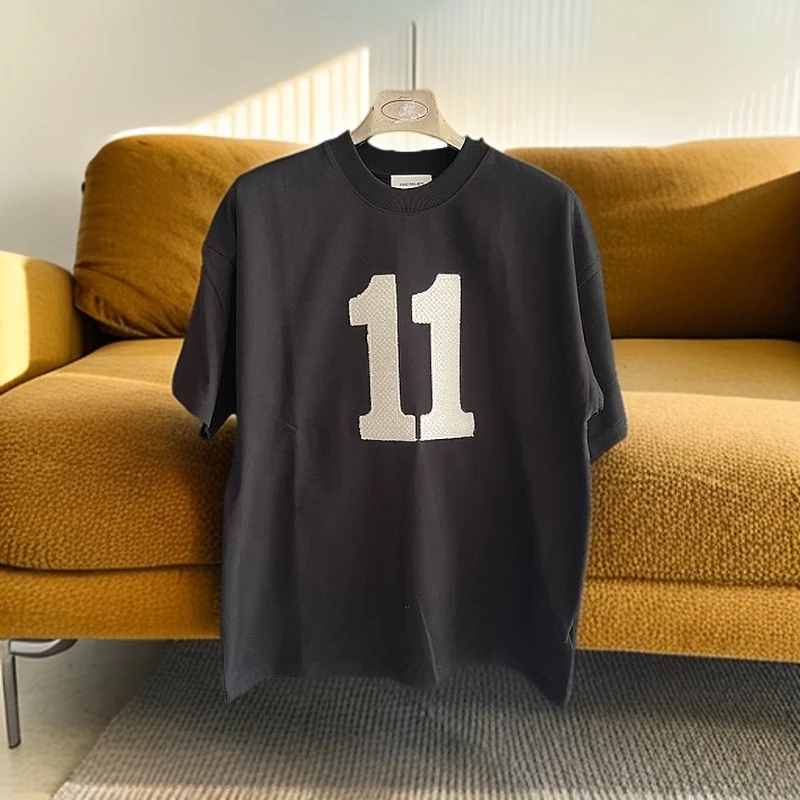 【专柜孤品】重磅高克重潮牌立体毛巾刺绣11 宽松版T恤男女同款3068